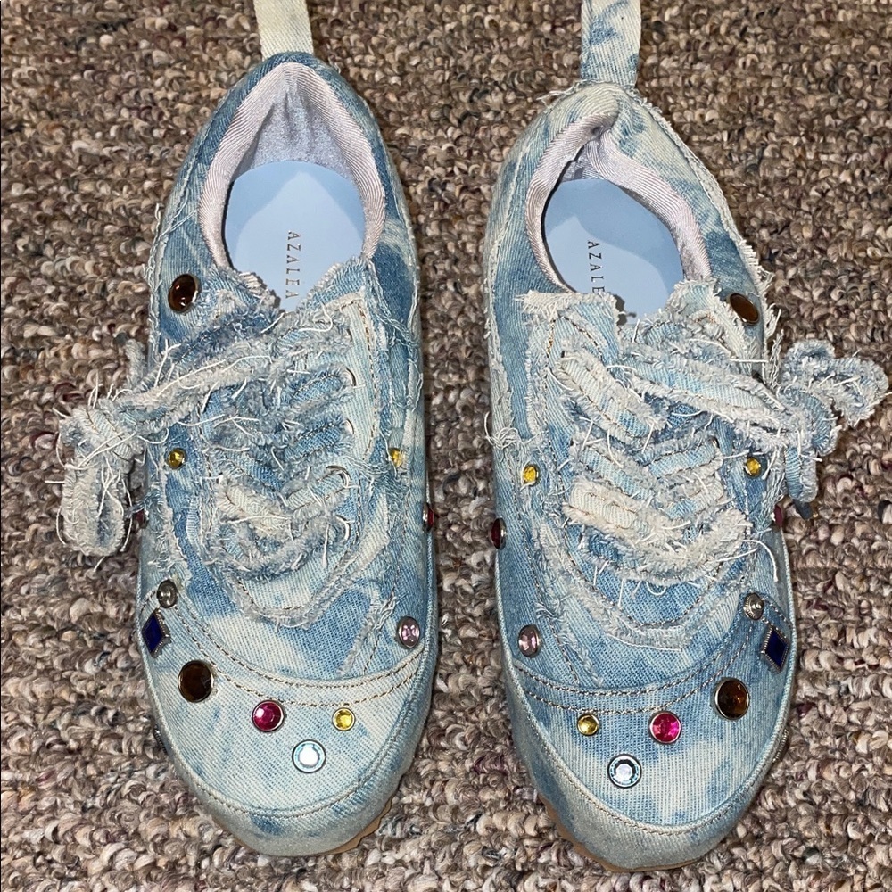 Womens Like New Azalea Wang Mai Denim Sneakers - Picture 2 of 9